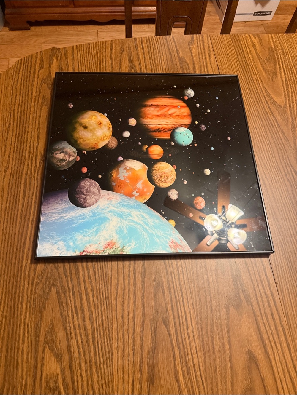 Space Planet Wall Art Print - Black Frame - Unbranded